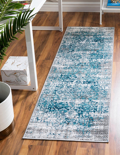 Blue 2' x 6' 1 Aarhus Runner Area Rug 100% Polypropylene With Jute Foundation Living Room Bedroom Carpet for Sale at Rug Engine