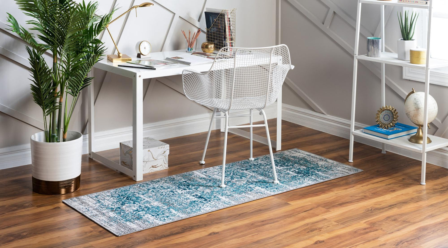 Blue 2' 7 x 10' Aarhus Runner Area Rug 100% Polypropylene With Jute Foundation Living Room Bedroom Carpet for Sale at Rug Engine
