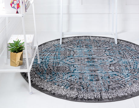 Gray 5' 1 x 5' 1 Aarhus Round Area Rug 100% Polypropylene With Jute Foundation Living Room Bedroom Carpet for Sale at Rug Engine
