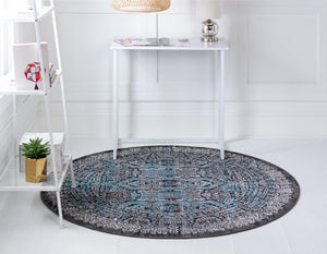 Gray 5' 1 x 5' 1 Aarhus Round Area Rug 100% Polypropylene With Jute Foundation Living Room Bedroom Carpet for Sale at Rug Engine