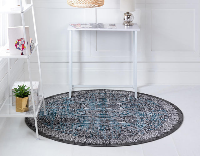 Gray 5' 1 x 5' 1 Aarhus Round Area Rug 100% Polypropylene With Jute Foundation Living Room Bedroom Carpet for Sale at Rug Engine