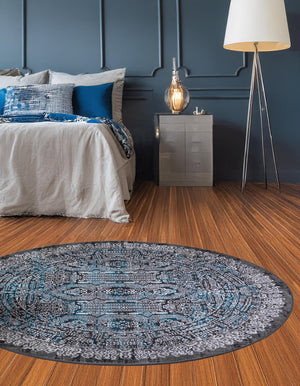 Gray 5' 1 x 5' 1 Aarhus Round Area Rug 100% Polypropylene With Jute Foundation Living Room Bedroom Carpet for Sale at Rug Engine