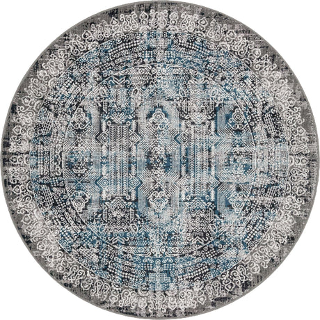 Gray 5' 1 x 5' 1 Aarhus Round Area Rug 100% Polypropylene With Jute Foundation Living Room Bedroom Carpet for Sale at Rug Engine