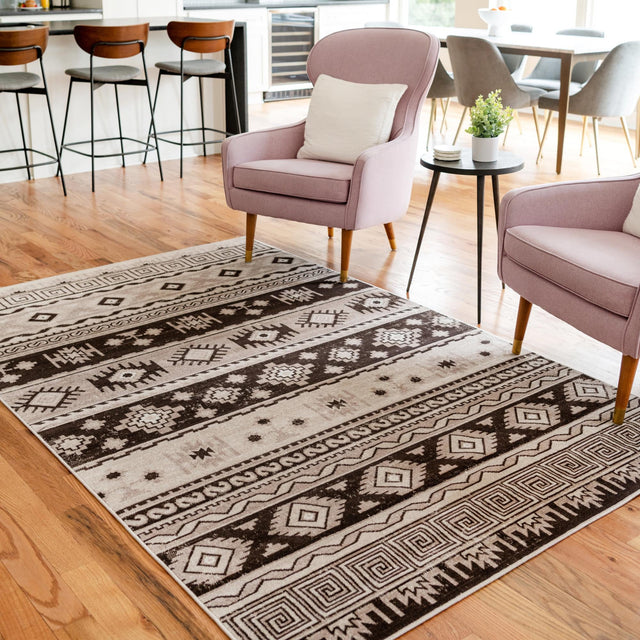 Beige 9' x 12' Lucerne Rectangle Area Rug 100% Polypropylene Traditional Classic Easy Clean Carpet for Kitchens, Living Rooms, Bedroom, Office for Sale at Rug Engine