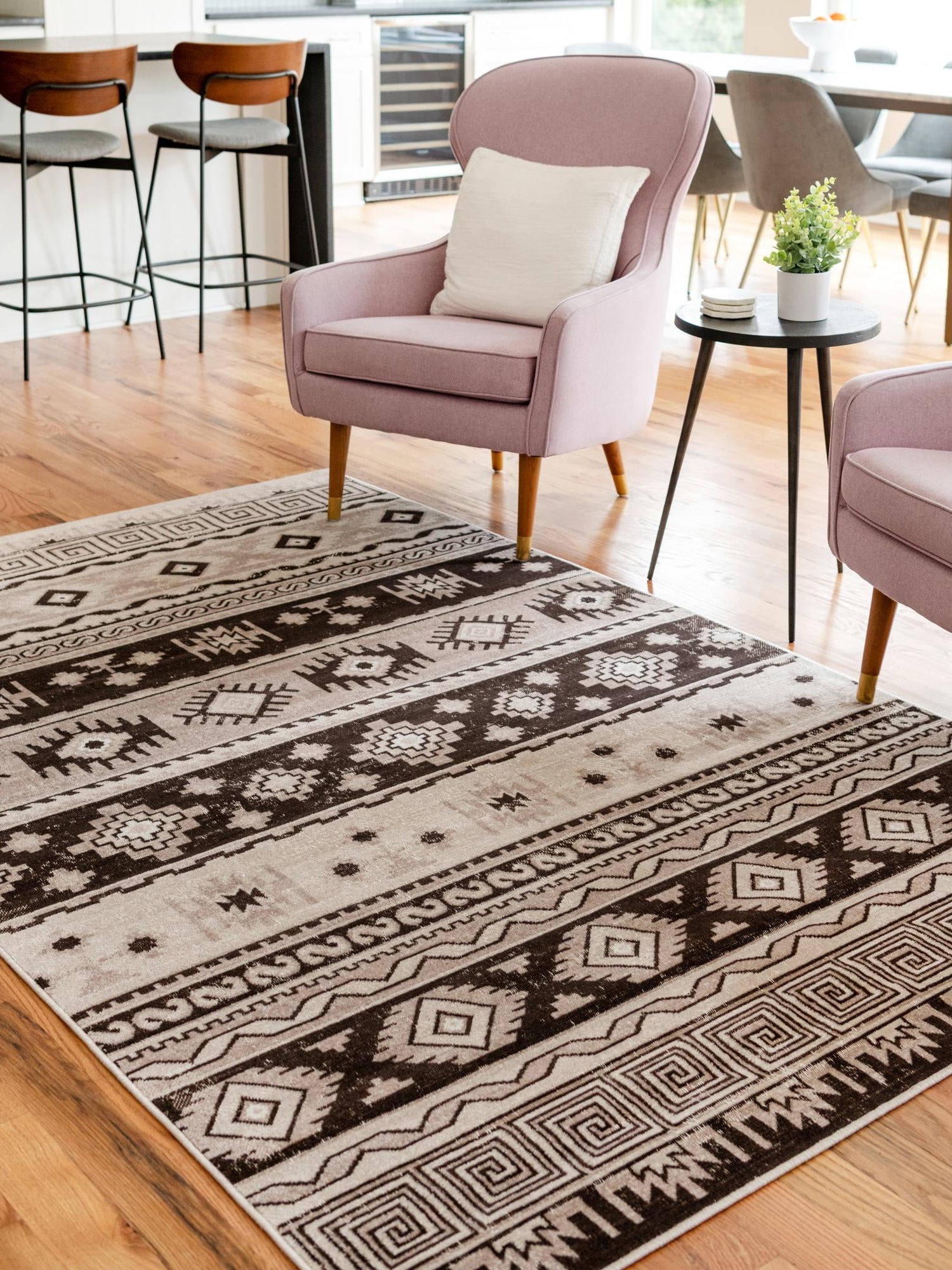 Beige 5' 3 x 8' Lucerne Rectangle Area Rug 100% Polypropylene Traditional Classic Easy Clean Carpet for Kitchens, Living Rooms, Bedroom, Office for Sale at Rug Engine