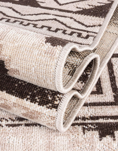 Beige 4' 1 x 6' 1 Lucerne Rectangle Area Rug 100% Polypropylene Traditional Classic Easy Clean Carpet for Kitchens, Living Rooms, Bedroom, Office for Sale at Rug Engine