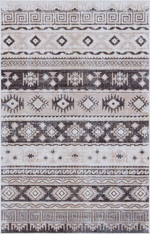Beige 5' 3 x 8' Lucerne Rectangle Area Rug 100% Polypropylene Traditional Classic Easy Clean Carpet for Kitchens, Living Rooms, Bedroom, Office for Sale at Rug Engine