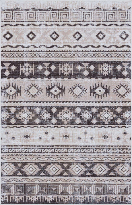 Beige 5' 3 x 8' Lucerne Rectangle Area Rug 100% Polypropylene Traditional Classic Easy Clean Carpet for Kitchens, Living Rooms, Bedroom, Office for Sale at Rug Engine