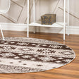 Beige 5' 3 x 5' 3 Lucerne Round Area Rug 100% Polypropylene Traditional Classic Easy Clean Carpet for Kitchens, Living Rooms, Bedroom, Office for Sale at Rug Engine