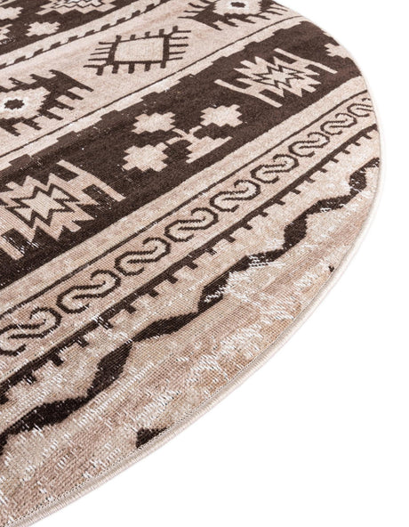 Beige 5' 3 x 5' 3 Lucerne Round Area Rug 100% Polypropylene Traditional Classic Easy Clean Carpet for Kitchens, Living Rooms, Bedroom, Office for Sale at Rug Engine