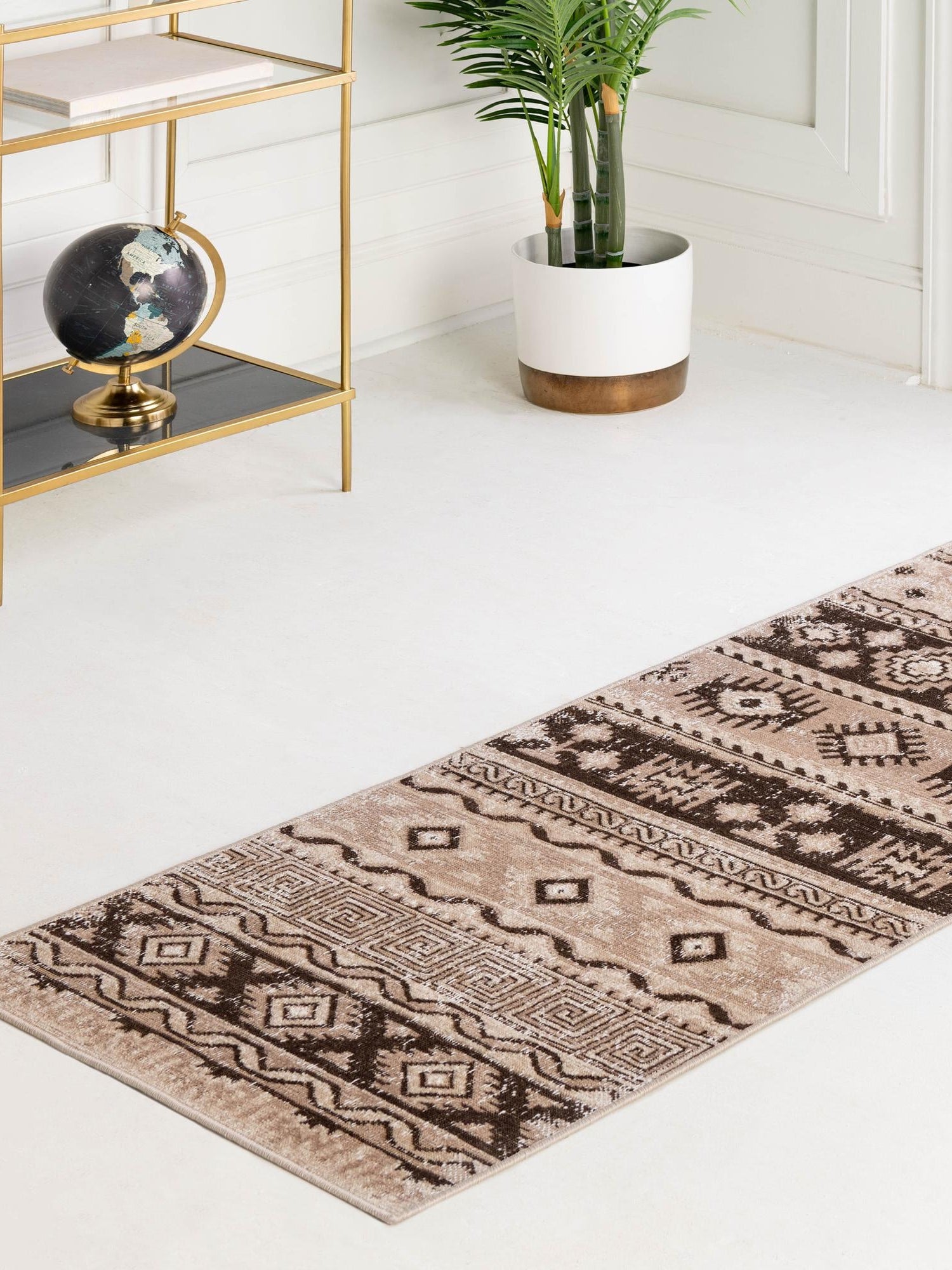 Beige 2' 7 x 10' Lucerne Runner Area Rug 100% Polypropylene Traditional Classic Easy Clean Carpet for Kitchens, Living Rooms, Bedroom, Office for Sale at Rug Engine
