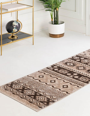 Beige 2' 7 x 10' Lucerne Runner Area Rug 100% Polypropylene Traditional Classic Easy Clean Carpet for Kitchens, Living Rooms, Bedroom, Office for Sale at Rug Engine
