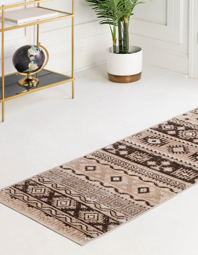 Beige 2' 7 x 10' Lucerne Runner Area Rug 100% Polypropylene Traditional Classic Easy Clean Carpet for Kitchens, Living Rooms, Bedroom, Office for Sale at Rug Engine