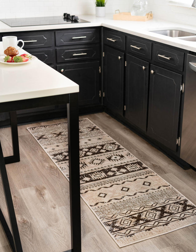 Beige 2' x 6' 1 Lucerne Runner Area Rug 100% Polypropylene Traditional Classic Easy Clean Carpet for Kitchens, Living Rooms, Bedroom, Office for Sale at Rug Engine