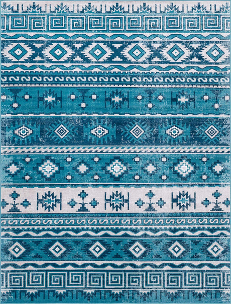 Blue 9' x 12' Lucerne Rectangle Area Rug 100% Polypropylene Traditional Classic Easy Clean Carpet for Kitchens, Living Rooms, Bedroom, Office for Sale at Rug Engine