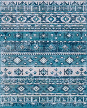 Blue 7' 10 x 10' Lucerne Rectangle Area Rug 100% Polypropylene Traditional Classic Easy Clean Carpet for Kitchens, Living Rooms, Bedroom, Office for Sale at Rug Engine