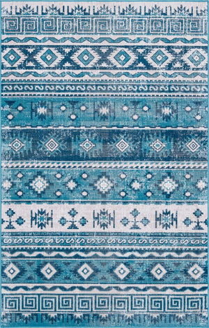 Blue 5' 3 x 8' Lucerne Rectangle Area Rug 100% Polypropylene Traditional Classic Easy Clean Carpet for Kitchens, Living Rooms, Bedroom, Office for Sale at Rug Engine