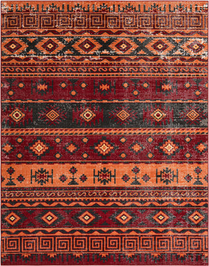 Rust Red 7' 10 x 10' Lucerne Rectangle Area Rug 100% Polypropylene Traditional Classic Easy Clean Carpet for Kitchens, Living Rooms, Bedroom, Office for Sale at Rug Engine