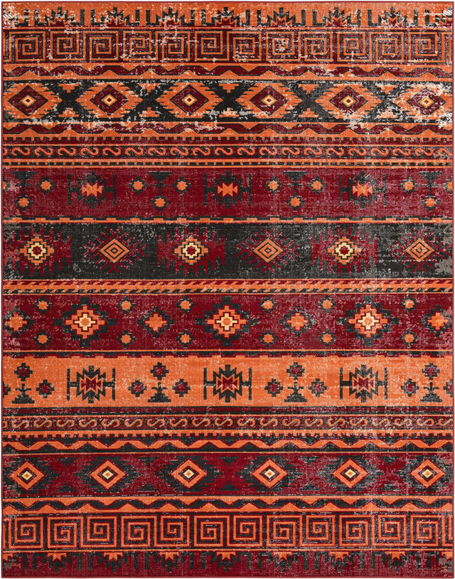 Rust Red 7' 10 x 10' Lucerne Rectangle Area Rug 100% Polypropylene Traditional Classic Easy Clean Carpet for Kitchens, Living Rooms, Bedroom, Office for Sale at Rug Engine