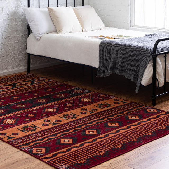 Rust Red 7' 10 x 10' Lucerne Rectangle Area Rug 100% Polypropylene Traditional Classic Easy Clean Carpet for Kitchens, Living Rooms, Bedroom, Office for Sale at Rug Engine