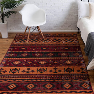 Rust Red 6' 1 x 9' Lucerne Rectangle Area Rug 100% Polypropylene Traditional Classic Easy Clean Carpet for Kitchens, Living Rooms, Bedroom, Office for Sale at Rug Engine