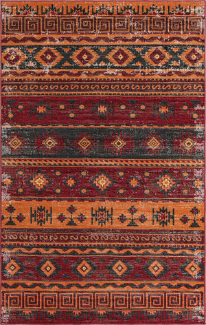 Rust Red 5' 3 x 8' Lucerne Rectangle Area Rug 100% Polypropylene Traditional Classic Easy Clean Carpet for Kitchens, Living Rooms, Bedroom, Office for Sale at Rug Engine