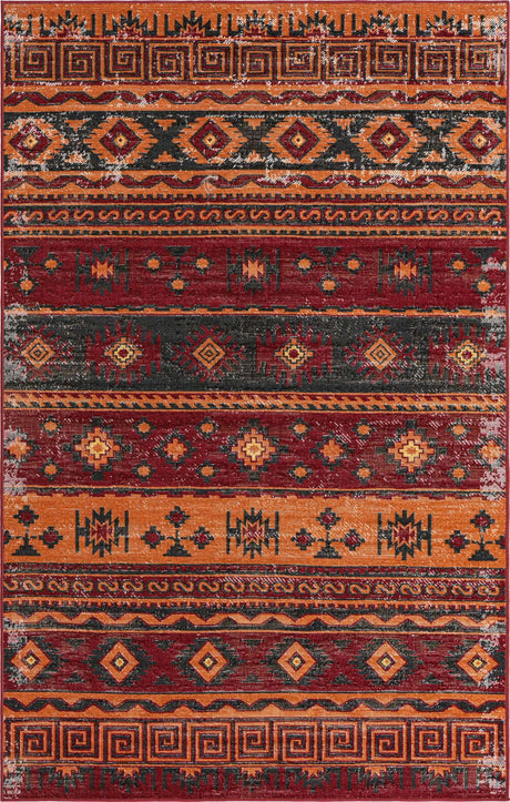 Rust Red 5' 3 x 8' Lucerne Rectangle Area Rug 100% Polypropylene Traditional Classic Easy Clean Carpet for Kitchens, Living Rooms, Bedroom, Office for Sale at Rug Engine