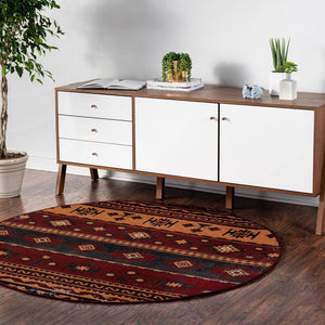 Rust Red 5' 3 x 5' 3 Lucerne Round Area Rug 100% Polypropylene Traditional Classic Easy Clean Carpet for Kitchens, Living Rooms, Bedroom, Office for Sale at Rug Engine