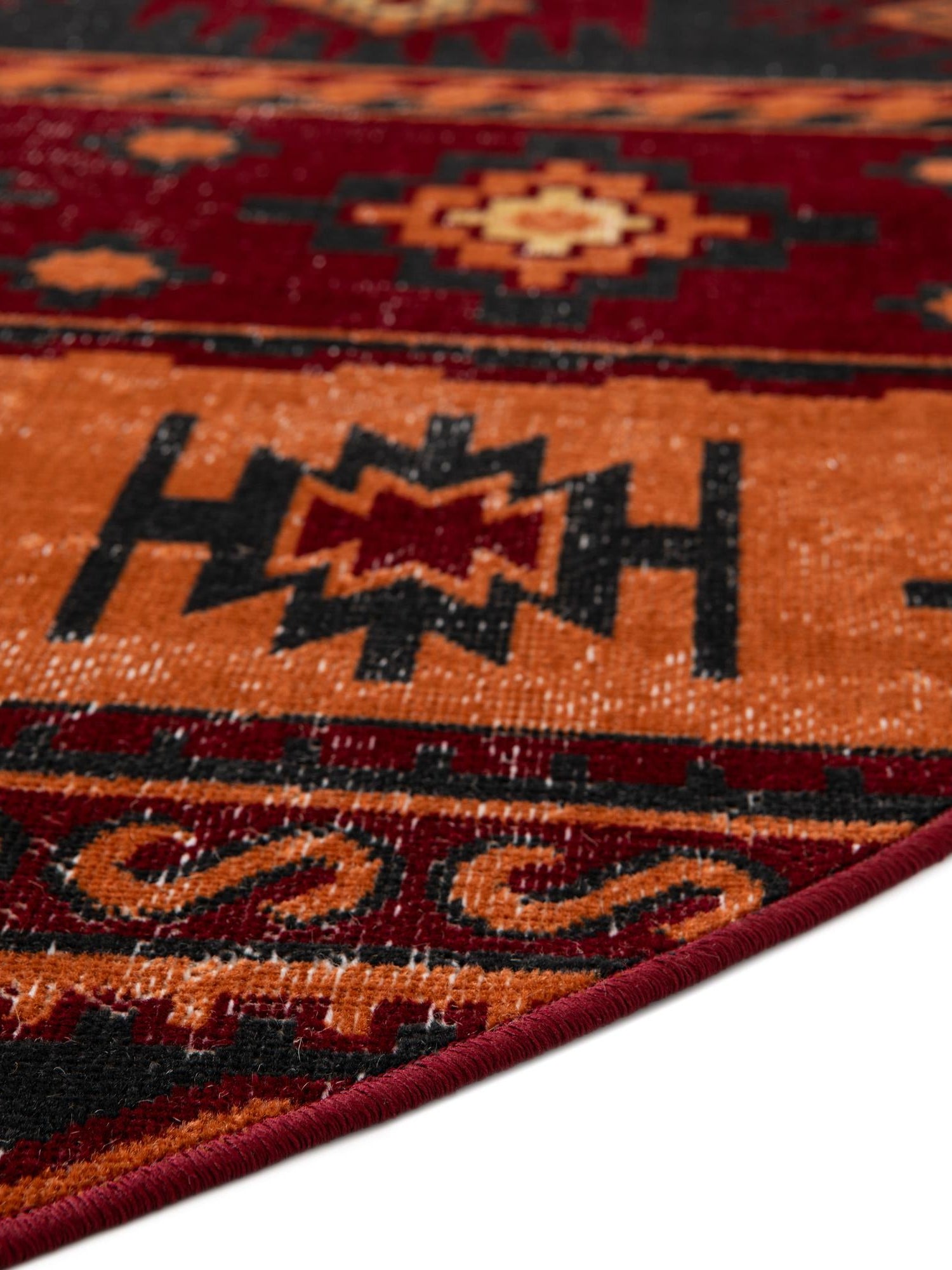Rust Red 6' 1 x 6' 1 Lucerne Round Area Rug 100% Polypropylene Traditional Classic Easy Clean Carpet for Kitchens, Living Rooms, Bedroom, Office for Sale at Rug Engine