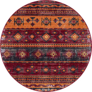 Rust Red 5' 3 x 5' 3 Lucerne Round Area Rug 100% Polypropylene Traditional Classic Easy Clean Carpet for Kitchens, Living Rooms, Bedroom, Office for Sale at Rug Engine