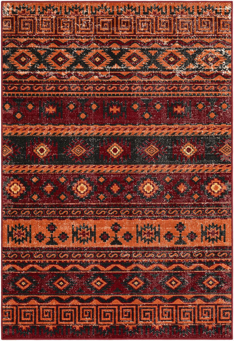 Rust Red 4' 1 x 6' 1 Lucerne Rectangle Area Rug 100% Polypropylene Traditional Classic Easy Clean Carpet for Kitchens, Living Rooms, Bedroom, Office for Sale at Rug Engine