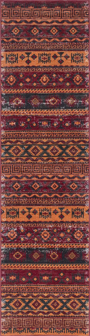 Rust Red 2' 7 x 10' Lucerne Runner Area Rug 100% Polypropylene Traditional Classic Easy Clean Carpet for Kitchens, Living Rooms, Bedroom, Office for Sale at Rug Engine