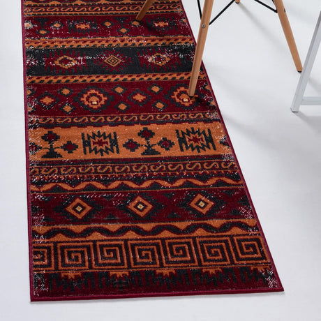 Rust Red 2' x 6' 1 Lucerne Runner Area Rug 100% Polypropylene Traditional Classic Easy Clean Carpet for Kitchens, Living Rooms, Bedroom, Office for Sale at Rug Engine