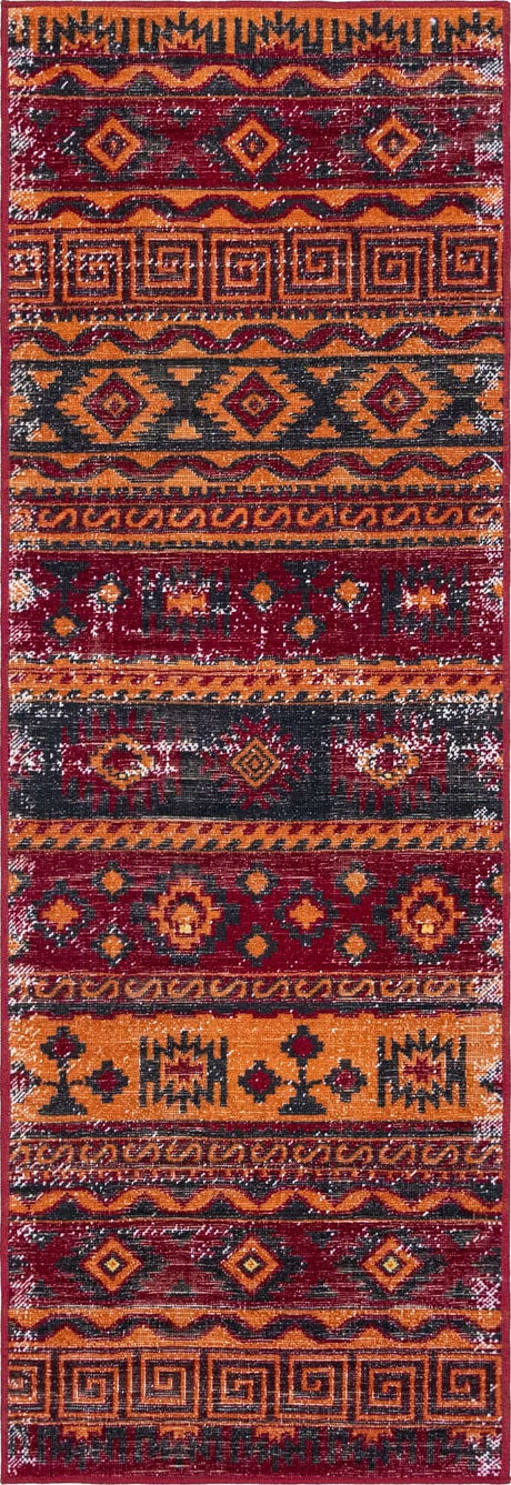 Rust Red 2' x 6' 1 Lucerne Runner Area Rug 100% Polypropylene Traditional Classic Easy Clean Carpet for Kitchens, Living Rooms, Bedroom, Office for Sale at Rug Engine