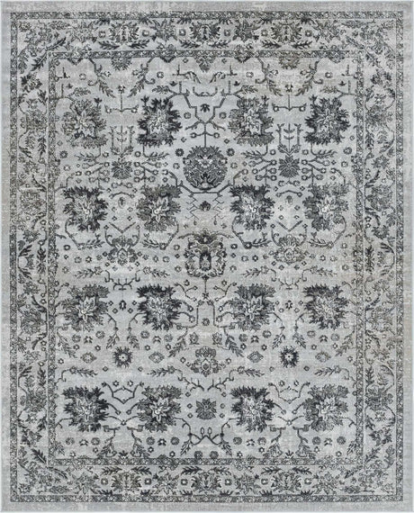 Light Gray 7' 10 x 10' Lucerne Rectangle Area Rug 100% Polypropylene Traditional Classic Easy Clean Carpet for Kitchens, Living Rooms, Bedroom, Office for Sale at Rug Engine