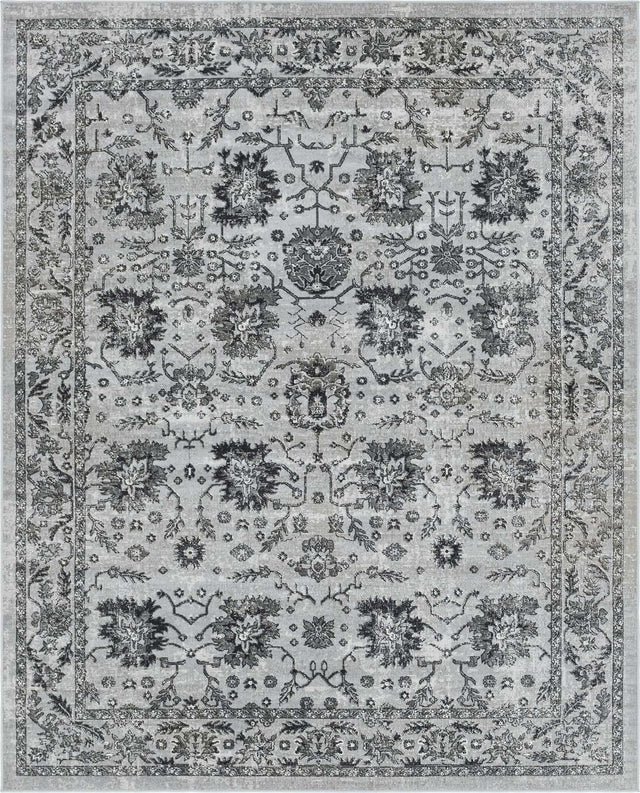 Light Gray 7' 10 x 10' Lucerne Rectangle Area Rug 100% Polypropylene Traditional Classic Easy Clean Carpet for Kitchens, Living Rooms, Bedroom, Office for Sale at Rug Engine