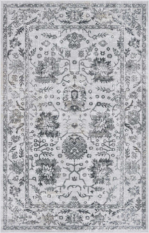 Light Gray 5' 3 x 8' Lucerne Rectangle Area Rug 100% Polypropylene Traditional Classic Easy Clean Carpet for Kitchens, Living Rooms, Bedroom, Office for Sale at Rug Engine