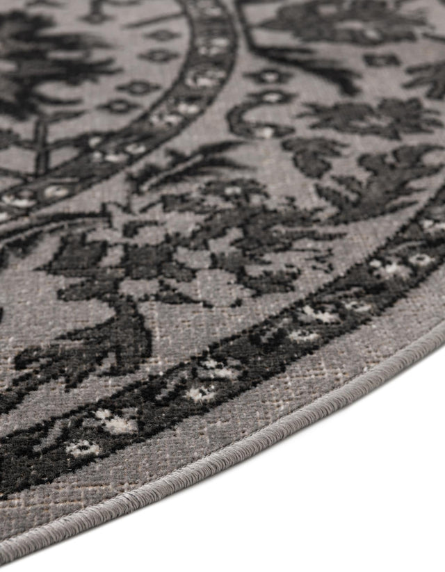 Light Gray 5' 3 x 5' 3 Lucerne Round Area Rug 100% Polypropylene Traditional Classic Easy Clean Carpet for Kitchens, Living Rooms, Bedroom, Office for Sale at Rug Engine