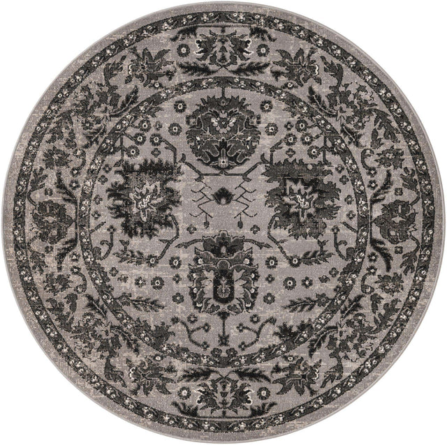 Light Gray 5' 3 x 5' 3 Lucerne Round Area Rug 100% Polypropylene Traditional Classic Easy Clean Carpet for Kitchens, Living Rooms, Bedroom, Office for Sale at Rug Engine