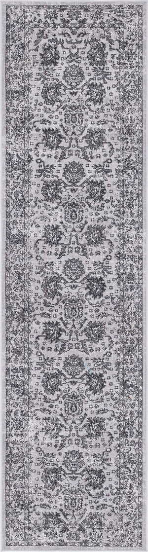 Light Gray 2' 7 x 10' Lucerne Runner Area Rug 100% Polypropylene Traditional Classic Easy Clean Carpet for Kitchens, Living Rooms, Bedroom, Office for Sale at Rug Engine