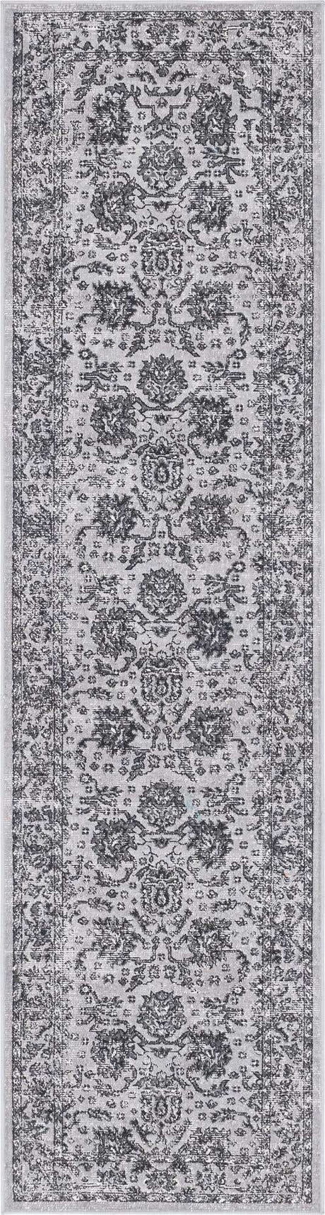 Light Gray 2' 7 x 10' Lucerne Runner Area Rug 100% Polypropylene Traditional Classic Easy Clean Carpet for Kitchens, Living Rooms, Bedroom, Office for Sale at Rug Engine