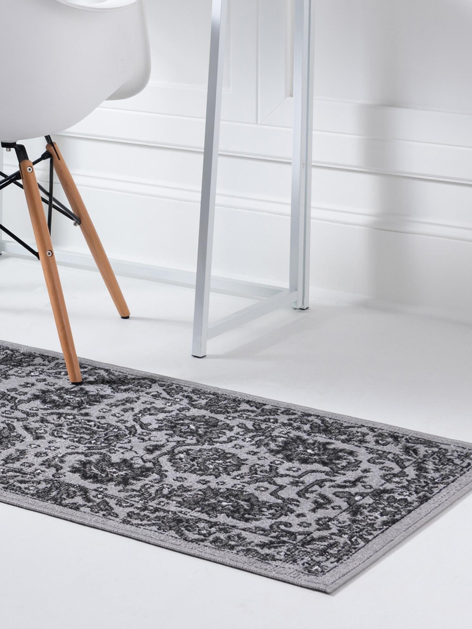 Light Gray 2' 7 x 10' Lucerne Runner Area Rug 100% Polypropylene Traditional Classic Easy Clean Carpet for Kitchens, Living Rooms, Bedroom, Office for Sale at Rug Engine