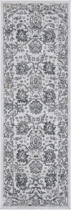 Light Gray 2' x 6' 1 Lucerne Runner Area Rug 100% Polypropylene Traditional Classic Easy Clean Carpet for Kitchens, Living Rooms, Bedroom, Office for Sale at Rug Engine