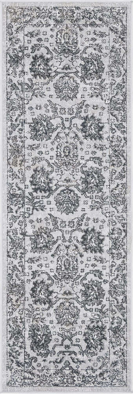 Light Gray 2' x 6' 1 Lucerne Runner Area Rug 100% Polypropylene Traditional Classic Easy Clean Carpet for Kitchens, Living Rooms, Bedroom, Office for Sale at Rug Engine