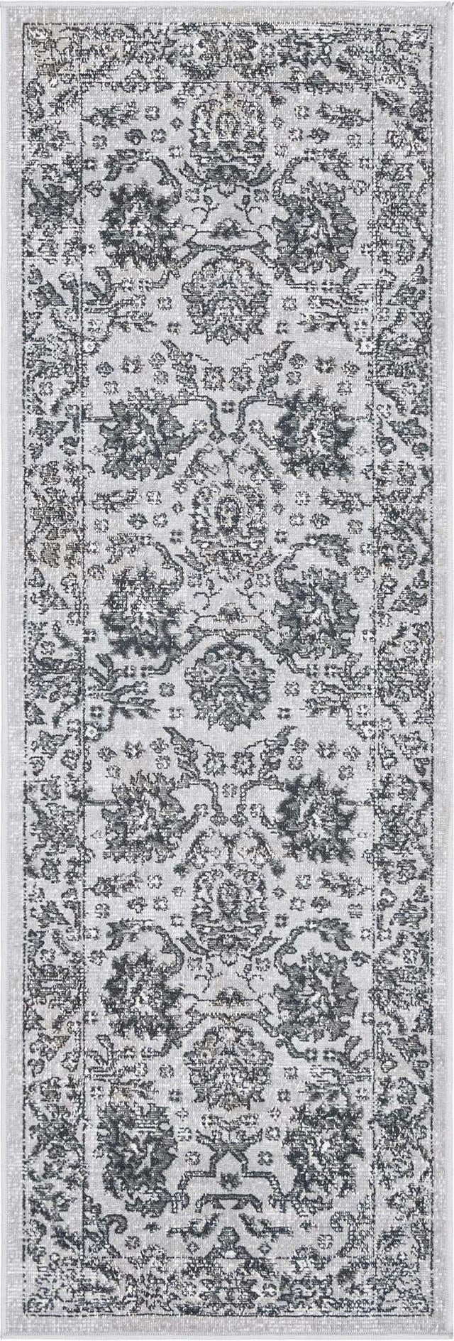 Light Gray 2' x 6' 1 Lucerne Runner Area Rug 100% Polypropylene Traditional Classic Easy Clean Carpet for Kitchens, Living Rooms, Bedroom, Office for Sale at Rug Engine