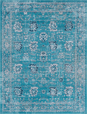 Blue 9' x 12' Lucerne Rectangle Area Rug 100% Polypropylene Traditional Classic Easy Clean Carpet for Kitchens, Living Rooms, Bedroom, Office for Sale at Rug Engine