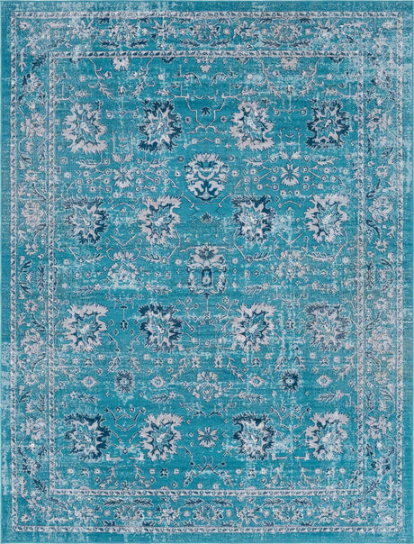 Blue 9' x 12' Lucerne Rectangle Area Rug 100% Polypropylene Traditional Classic Easy Clean Carpet for Kitchens, Living Rooms, Bedroom, Office for Sale at Rug Engine