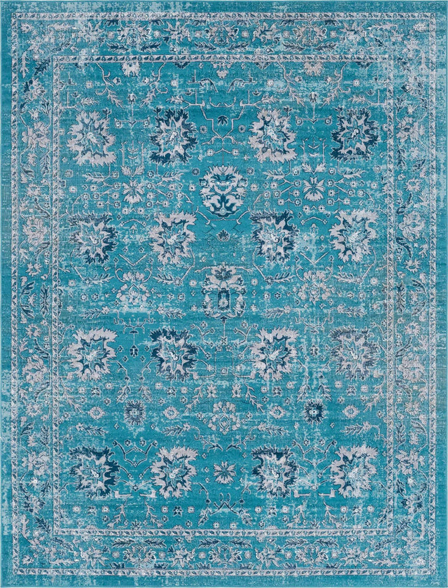 Blue 9' x 12' Lucerne Rectangle Area Rug 100% Polypropylene Traditional Classic Easy Clean Carpet for Kitchens, Living Rooms, Bedroom, Office for Sale at Rug Engine