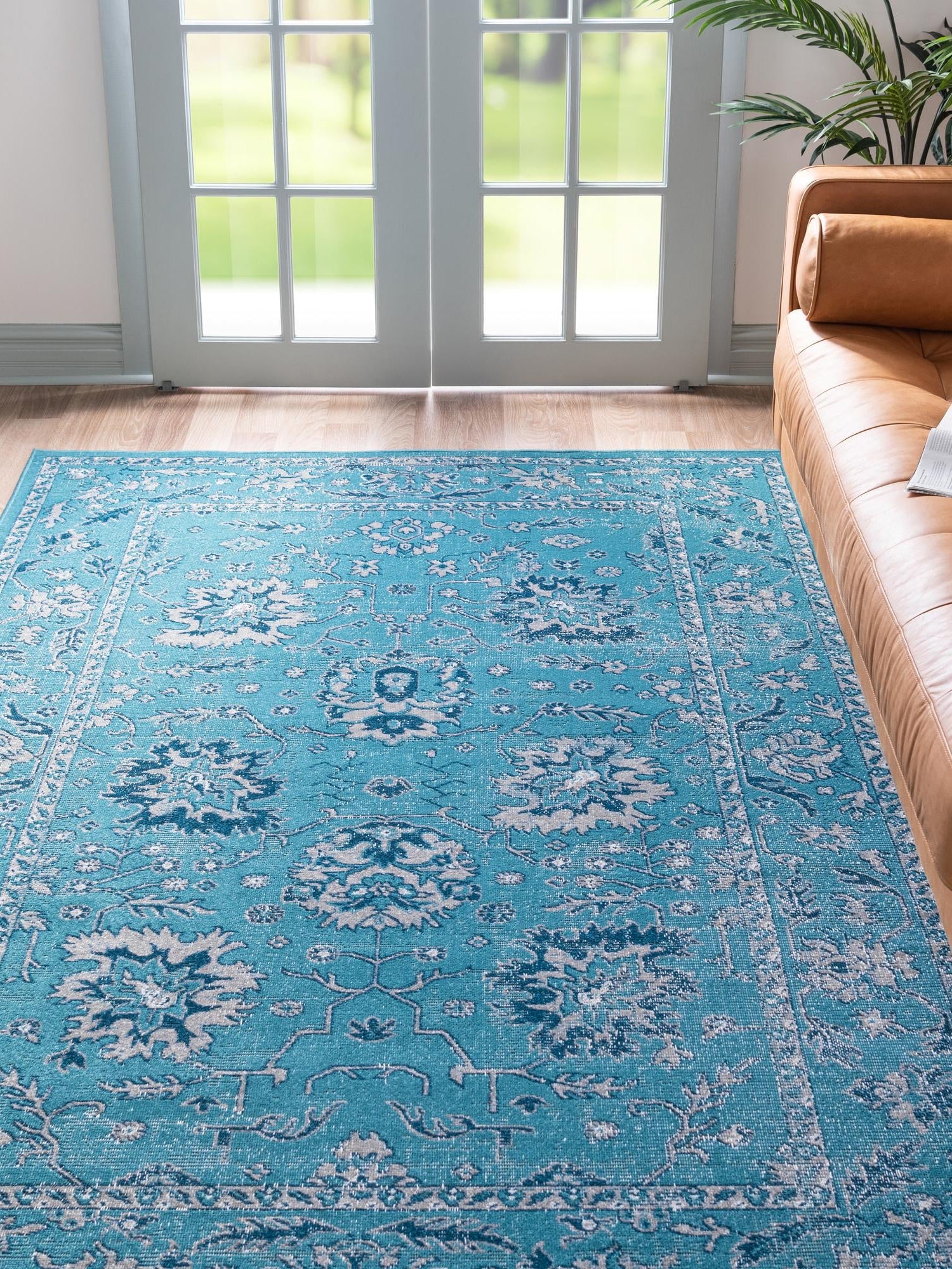 Blue 9' x 12' Lucerne Rectangle Area Rug 100% Polypropylene Traditional Classic Easy Clean Carpet for Kitchens, Living Rooms, Bedroom, Office for Sale at Rug Engine