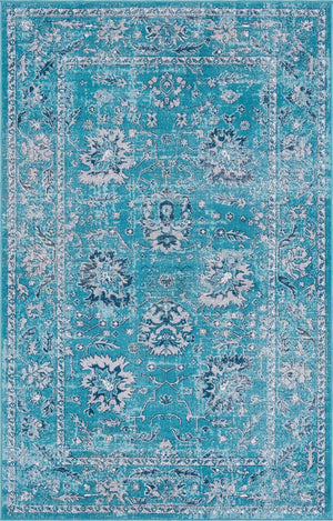 Blue 5' 3 x 8' Lucerne Rectangle Area Rug 100% Polypropylene Traditional Classic Easy Clean Carpet for Kitchens, Living Rooms, Bedroom, Office for Sale at Rug Engine